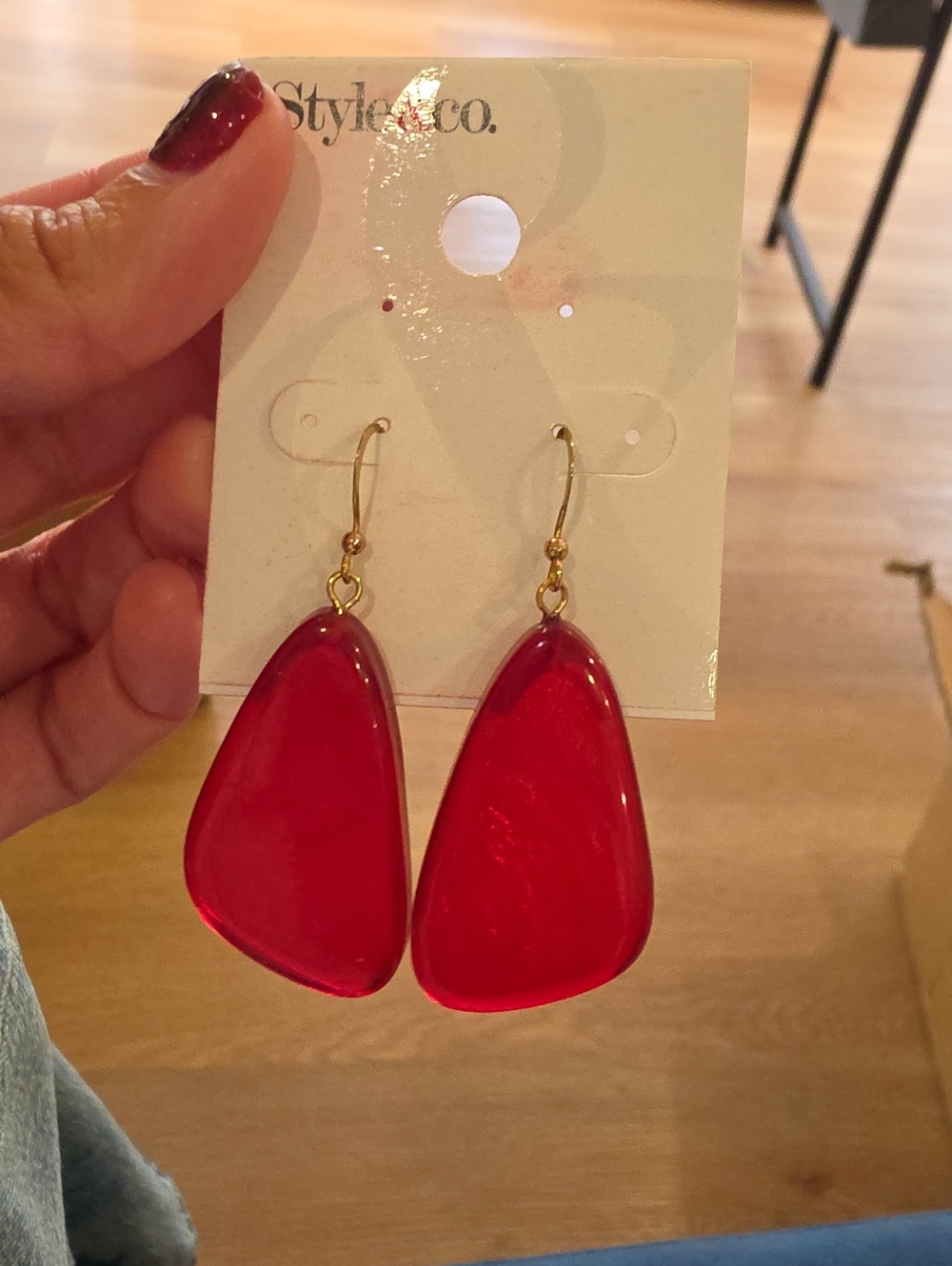 Style & Co. Bright Red Teardrop Dangle Earrings